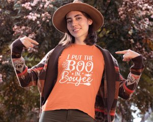"I Put The Boo In Boujee" Women's Funny Halloween T-Shirt - Casual Short Sleeve Top