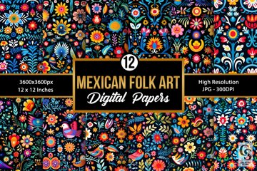Mexican Folk Art Pattern Digital Papers