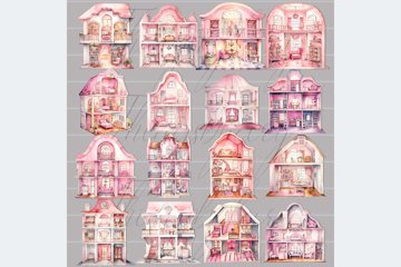 16-watercolor-pink-doll-houses