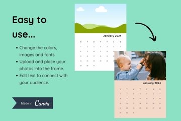 2024 canva calendar template - US Letter size - Mon & Sun