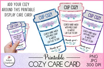 Coffee Cup Cozy display and care card