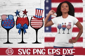 Red White Blue - Wine Glasses - SVG PNG EPS DXF
