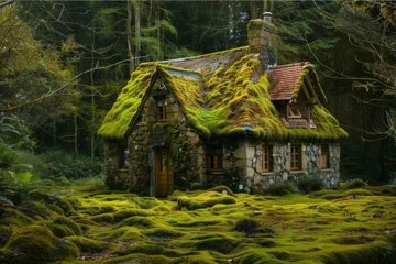 ヨーロッパ式刺繍絵タペストリー: A Cottage in the Forest 6/21までに! ヨーロッパ式刺繍絵タペストリー: A Cottage in the