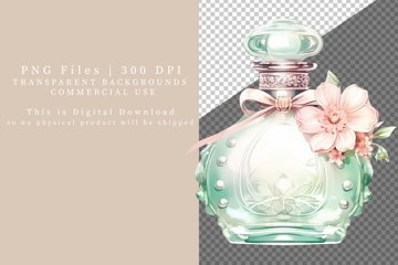 Floral Perfume bottle, Perfume bottle clipart, Sublimation