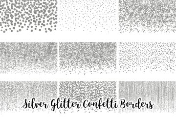 Silver Glitter Confetti Borders (331723)