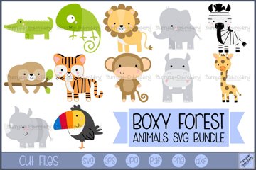 Boxy Forest Animals - 12 SVG, Clipart, Printables (532836)