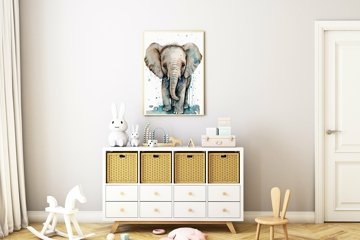 Watercolor Baby Elephant Nursery Wall Art Instant Download