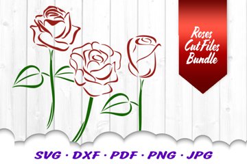 Rose SVG Bundle Floral SVG Long Stem Rose SVG Cut Files