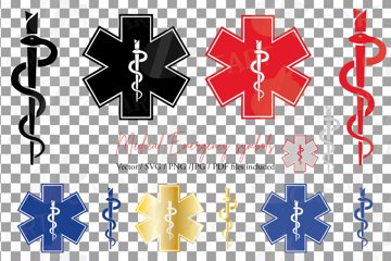Medical emergency symbols, snake needle printable