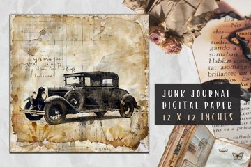 Vintage Car Junk Journal Scrapbook Paper (3903317)