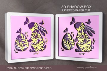 Easter cute bunny Layered papercut SVG / Egg 3D Shadow box