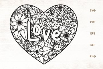 Love Heart Zentangle - Valentine's SVG (1109246)