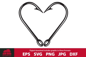 2 fishing hooks heart shaped FISH Love 5