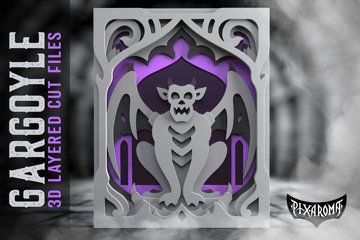 画材 Gargoyle shadow Gargoyle | Gothic Shadowbox | 3D Layered Cut File