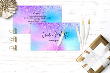holographic glitter business cards Shimmer Glitter Sparkle Business Card | Assorted color Foil Stamping main image 0