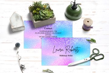 Blue and Pink Holographic Business Card Blue and Pink Holographic Business Card