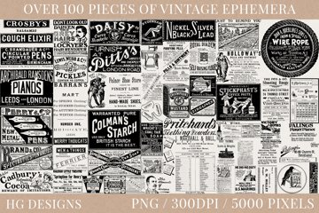 100 Vintage Ephemera Png Files