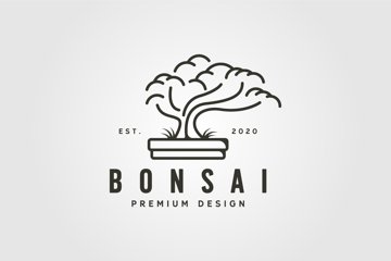 vector of bonsai tree logo line art symbol illustration