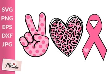 Peace Love Cure, Breast Cancer SVG, PNG (2825779)