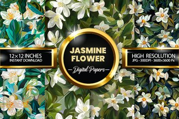 Jasmine Flower Digital Papers - 04 Variations (4292605)