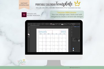 Calendar InDesign Template, planner template (1611638)