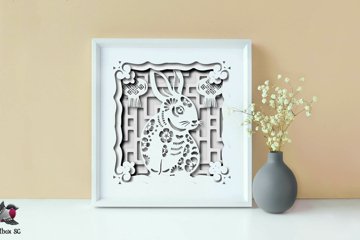 Chinese Rabbit Lightbox Mandala Bunny Papercut SVG (2400455)