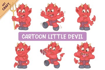 set-of-cartoon-little-devil-
