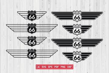 アート・デザイン・音楽 Route 66 & U.S. Highway Route 66 Sign SVG, Highway 66 Clipart, US Route Instant
