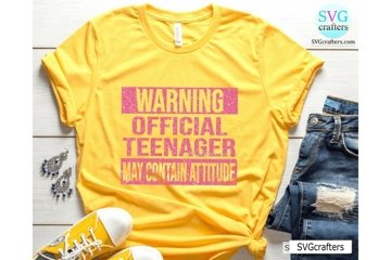 TYGOS Funny Warning Teenager T-Shirt - "May Contain Attitude" Humor Unisex Tee For Men & Women