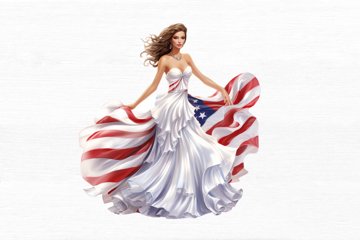 Girl Pearl Prom Dress Flag Watercolor Sublimation Clipart Girl Pearl Prom Dress Flag Watercolor Sublimation Clipart