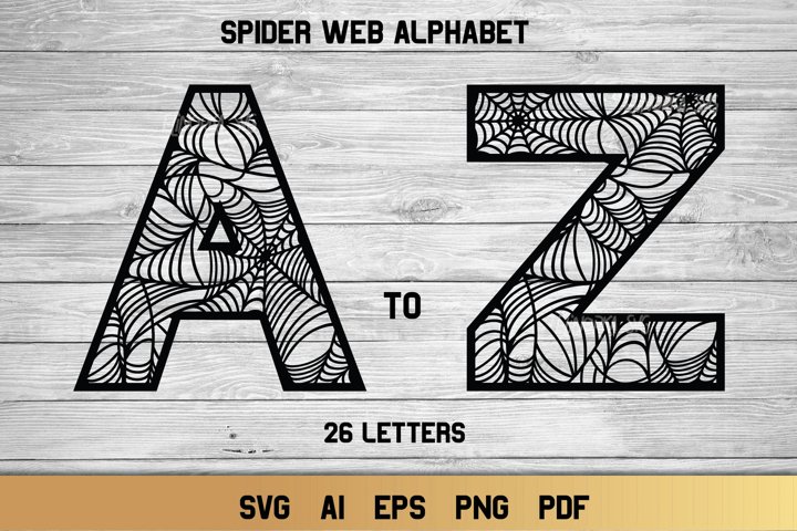 Alphabet SVG Spider Web | 26 Halloween Letters SVG (919613