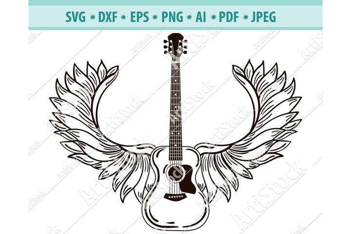 Electric guitar Svg, Wings Svg, Guitar Svg, Dxf, Png, Eps (436747