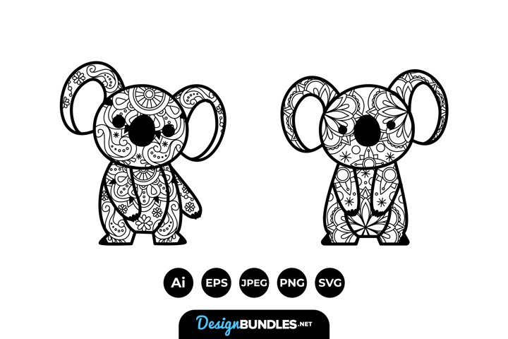 Download Layered Koala Mandala Svg Project - Layered SVG Cut File