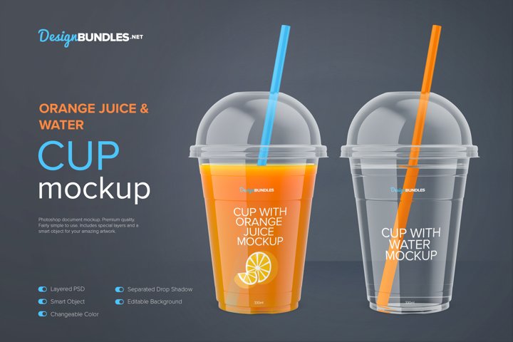 Cup with Orange Juice Mockup - Front View