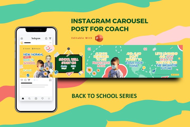 back to school new normal instagram carousel powerpoint custom powerpoint background