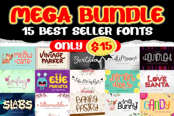 Mega Bundle - 15 Best Seller Fonts