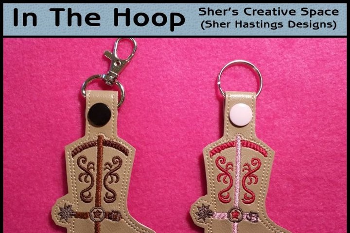 Download Ith Cowboy Boot Key Fob Embroidery Design 100856 Embroidery Design Bundles