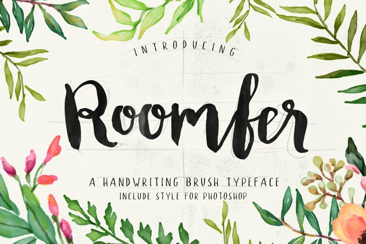 Roomfer font + Style Photoshop (1012) | Script | Font Bundles
