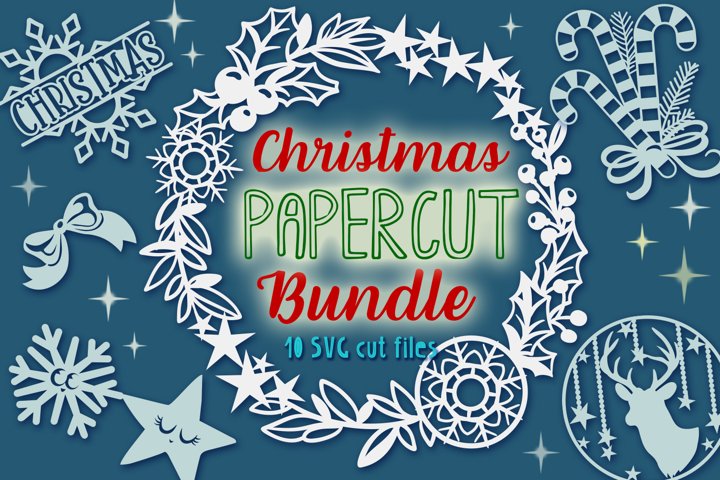 Christmas Papercut Bundle - 10 SVG cut files (845874) | Paper Cutting ...