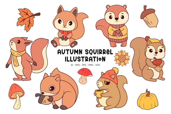 Autumn Squirrel Illustration