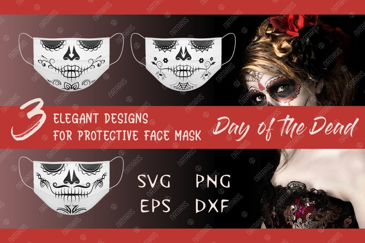 Download Svg Bundle 3 Elegant Sugar Skulls Designs For Face Mask 828860 Sublimation Design Bundles