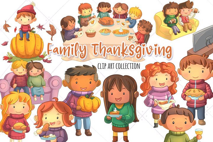 Family Thanksgiving Clip Art Collection (313546) | Illustrations