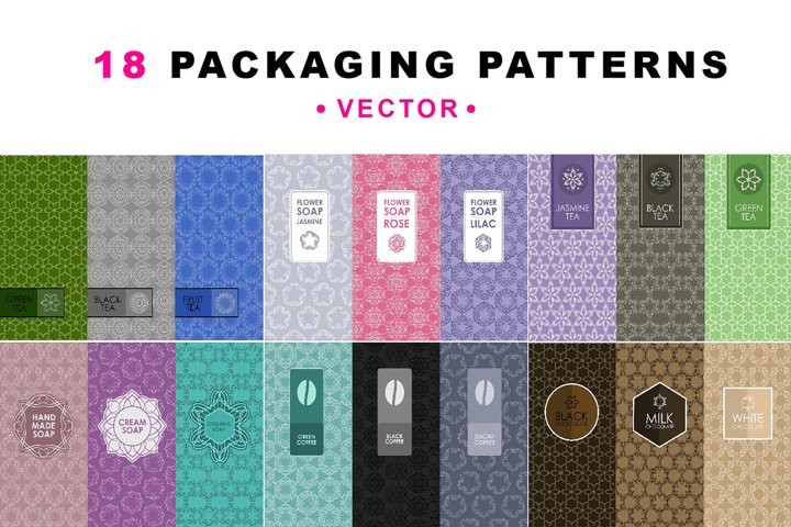 18 packaging patterns (786826) | Patterns | Design Bundles