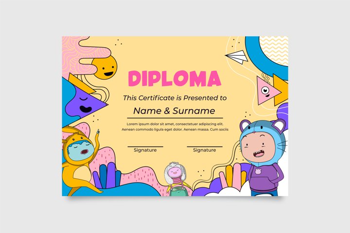 diploma template theme for kids