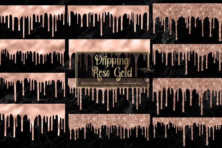 Download Dripping Rose Gold Clipart (556313) | Illustrations | Design Bundles