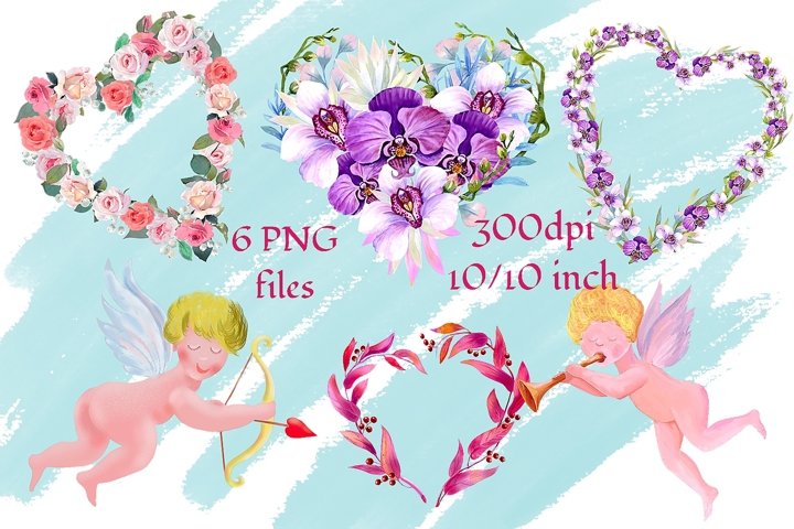 Download Spring Watercolor Clipart Floral Wreath Flower Hearts 1112493 Illustrations Design Bundles