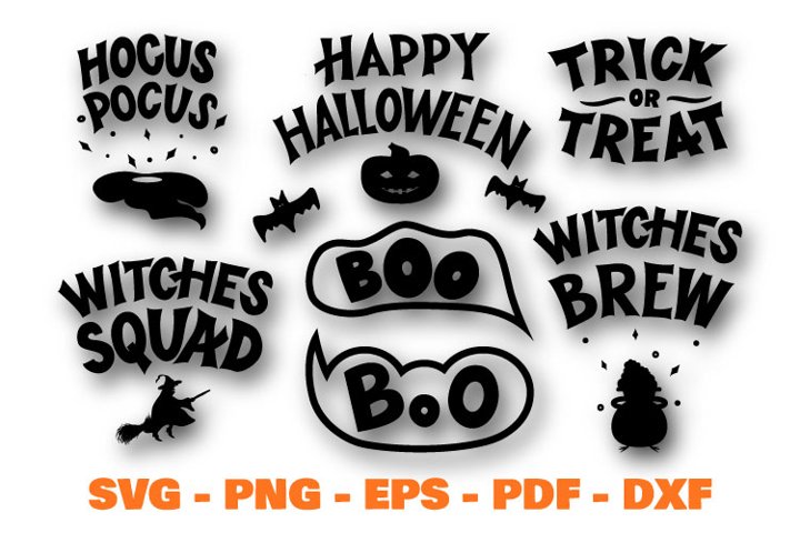 Halloween quotes bundle. Boo, Hocus pocus SVG, PNG (774997) | Cut Files