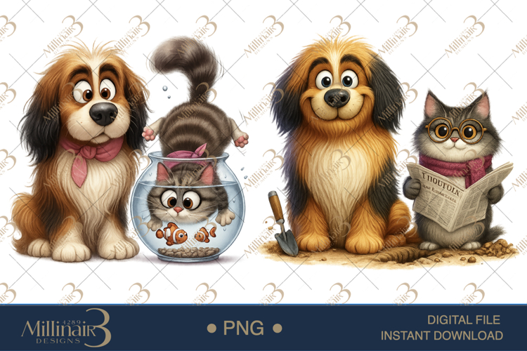 Quirky Dog and Cat Clipart
