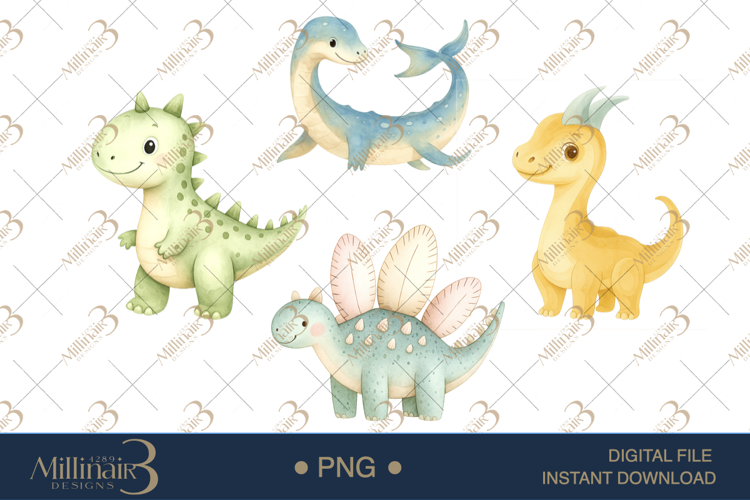 Watercolor Dinosaur Clipart Image 11