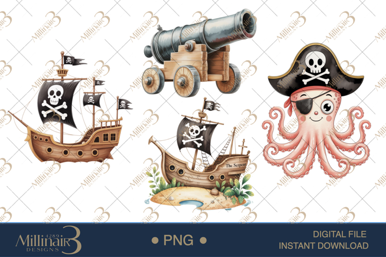 Pirate Kids Ocean Clipart for Playful Sea Adventures